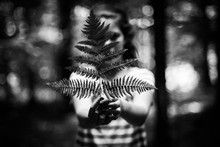 Young Woman Holding A Fern