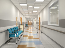 Corridor Waiting In The Hospital. 3d Illustration