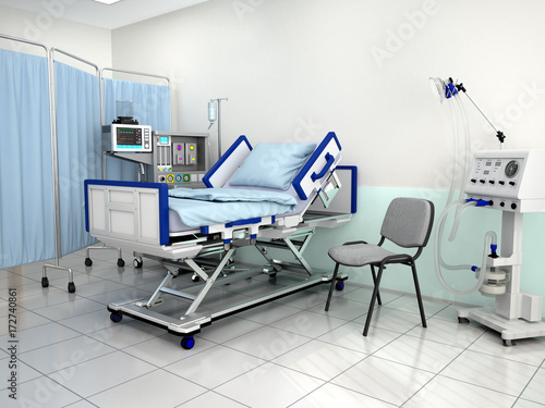 Zdjęcie XXL Wnętrze sali szpitalnej. 3d ilustracja