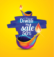 Wall Mural - Vector happy diwali