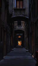 Spooky Back Alley During Evening Hours.Italy