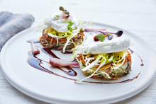 Crispy Duck Confit Hash Frisee Salad With Poached Egg