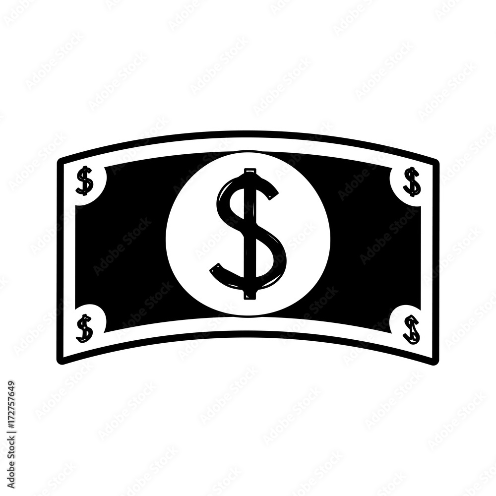 dollar bills cash money icon image vector illustration design black and  white Stock Vector | Adobe Stock, image size:1000x1000