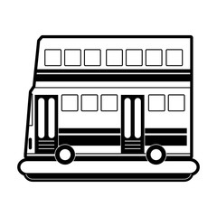 Sticker - double decker bus sideview  icon image vector illustration design  black and white