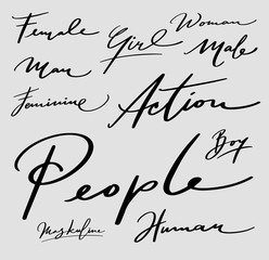 Poster - People male and female hand written typography. Ready to use it. Good use for logotype symbol cover label product brand poster title or any graphic design you want 
