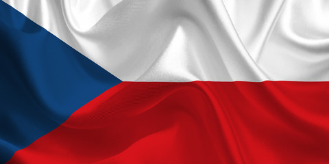 Wall Mural - Waving flag of the Czech Republic. Flag in the Wind. National mark. Waving Czech Republic Flag. Czech Republic Flag Flowing.