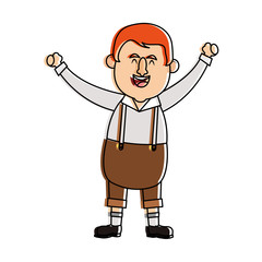 Wall Mural - happy man in folk german costume raising arms icon image vector illustration design 