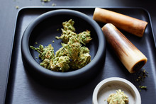 Close-up Of Medical Marijuana In Bowl