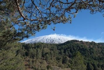 Wall Mural - Snowy Top Of Volcano Etna, Sicily