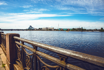 Wall Mural - Old bridge in the European city of Riga.