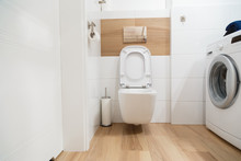 Interior Modern Stylish Bathroom With White Toilet