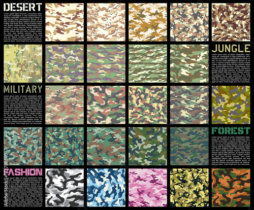Fotomural Camouflage pattern set vector