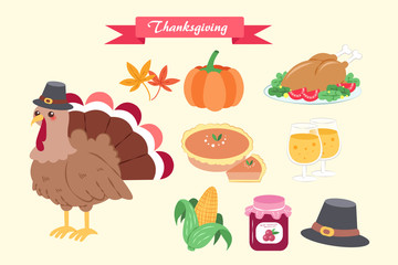 Wall Mural - cute cartoon thanksgiving