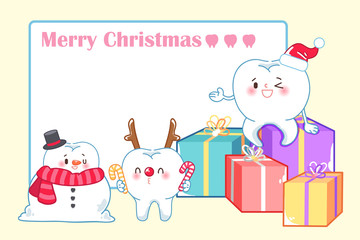 Wall Mural - tooth with merry christmas