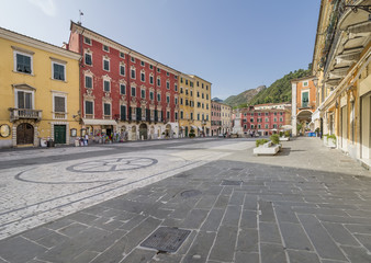 Piazza Alberica square, Carrara, Tuscany, Italy, in a moment of tranquility