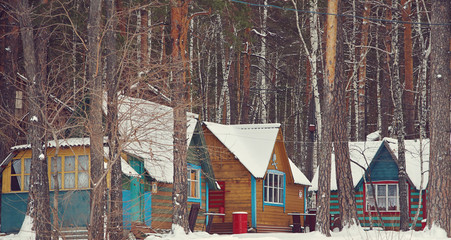 Wall Mural - wooden houses in the winter