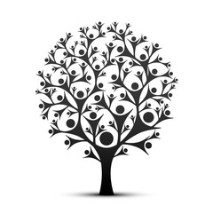 People tree sign color black on the white background. Vector illustration
