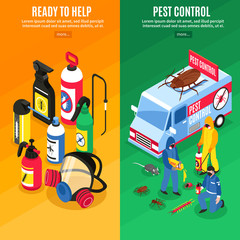 Wall Mural - Pest Control Isometric Vertical Banners