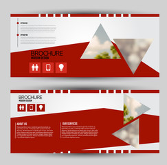 Wall Mural - Flyer banner or web header template set. Vector illustration promotion design background. Red color.