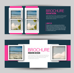 Wall Mural - flyer banner or web header template set. vector illustration promotion design background. blue and p