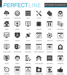 Fototapete - Black classic Network technology icons set for web.