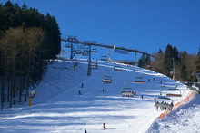 Six Seater Chairlift Over A Piste At Ski Carousel Winterberg