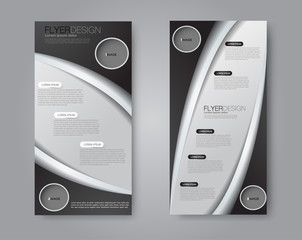 Vector flyer and leaflet design. Set of two side brochure templates. White and black color.