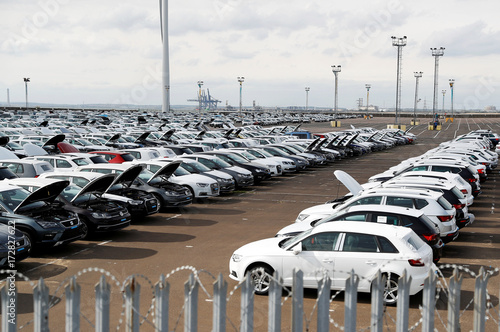 Dozens Of Cars Are Seen With The Bonnets Open After Greenpeace