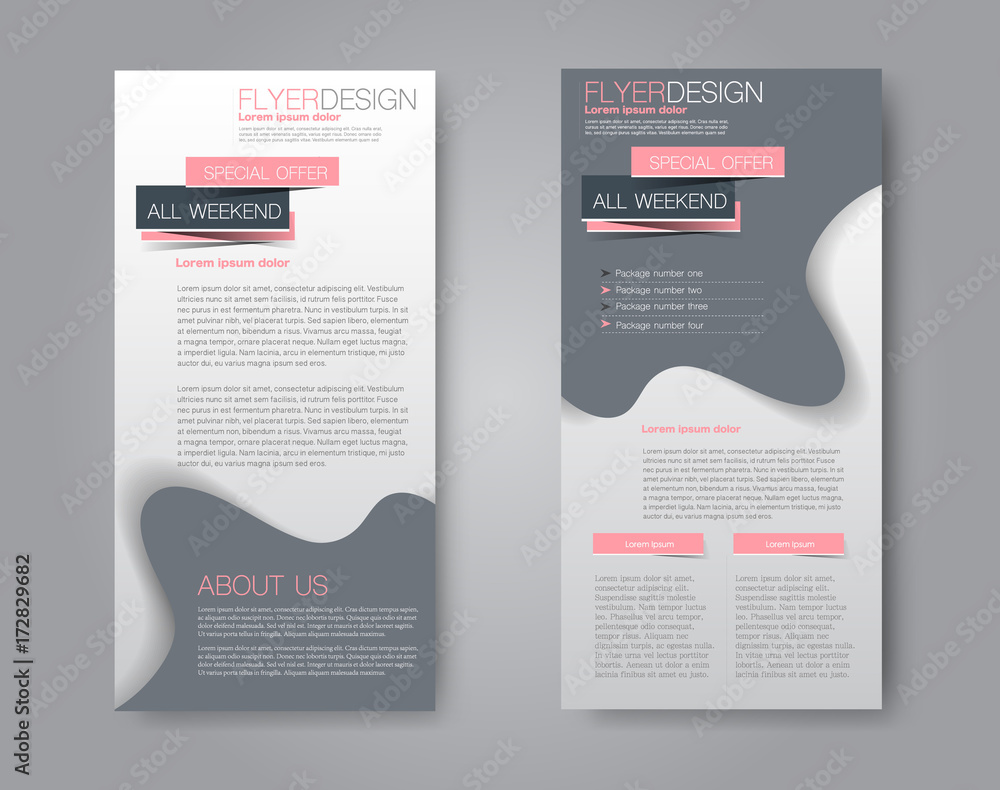Two Column Flyer Simple Design Less Ink Skinny flyer or leaflet design. Set of two side brochure template or ...