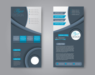 Wall Mural - Skinny flyer or leaflet design. Set of two side brochure template or banner.  Vector illustration. Blue color.