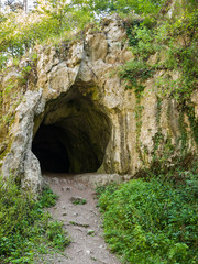 Dark rocky cave entrance