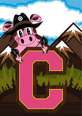 Wall Mural - C is for Cowboy - Pig Alphabet Learning Illustration