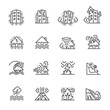 Natural Disaster, Vector illustration of thin line icons for Natural Disaster Contains such Icons as earth quake, flood, tsunami and other