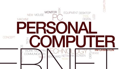 Wall Mural - personal computer animated word cloud, text design animation. kinetic typography.