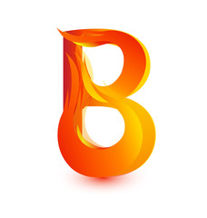 Letter B in fire flame icon vector