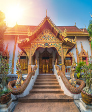 Entrance To A Temple In Chiang Mai, Thailand.