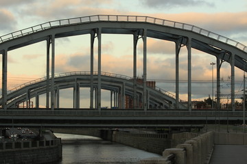 Sticker - Russia, St. Petersburg, American bridge at sunset