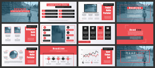 Aufkleber - Red and black elements for infographics on white background. Presentation templates. Can be used for presentation, flyer and leaflet, corporate report, marketing, advertising, annual report, banner.