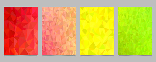 Abstract mosaic irregular triangle mosaic page template set - vector stationery background graphic collection from colored triangles