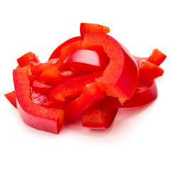 Poster - Red sweet bell pepper sliced strips isolated on white background cutout