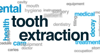 Wall Mural - Tooth extraction animated word cloud, text design animation.