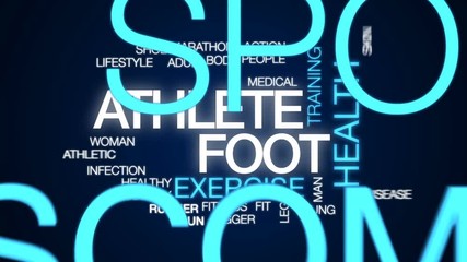 Poster - Athlete foot animated word cloud, text design animation.