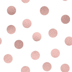 Wall Mural - Rose Gold seamless pattern with dots on a white background 