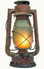 Old Dusty Red Lit Lamp