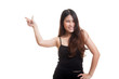 © halfbottle - Young Asian woman smile and point.