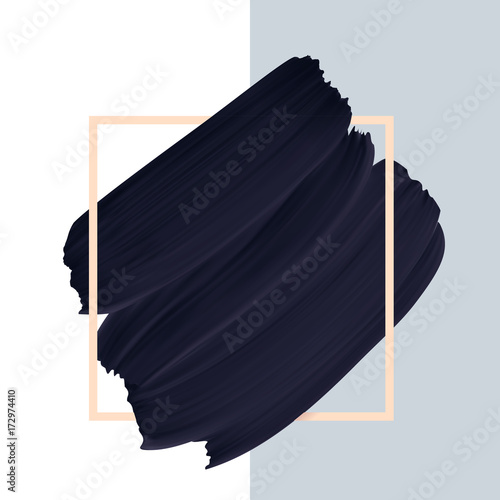 Fotomural Black vector paint brush textured smudge isolated on white background in frame