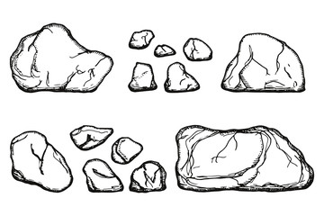 Sticker - stones cobblestone vector isolated. hand drawing