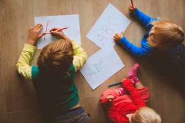 Wall Mural - kids write letters, do homework