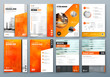© great_bergens - Cover design set. Orange Corporate business template for brochure, report, catalog, magazine, book, booklet. Layout with modern elements and abstract background. Creative vector concept