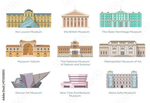 Most Famous Museums in Whole World Illustration Poster Mural XXL
